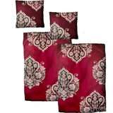 Baumwolle Satin Bettwäsche Ornamente Rot Grau 135x200 80x80 Set 2tlg. 4tlg.