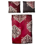 Baumwolle Satin Bettwäsche Ornamente Rot Grau 135x200 80x80 Set 2tlg. 4tlg.