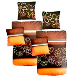 Baumwolle Satin Bettwäsche Blumen Orange Braun  155x220 80x80 Set 2tlg. 4tlg.