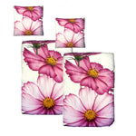 Baumwolle Satin Bettwäsche Blumen Weiß Pink 155x220 80x80 Set 2tlg. 4tlg.