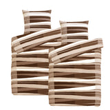 Hochwertige Biber Bettwäsche Baumwolle Streifen 155x220 80x80