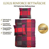 Renforce Bettwäsche Baumwolle Kariert Rot 155x220 80x80cm