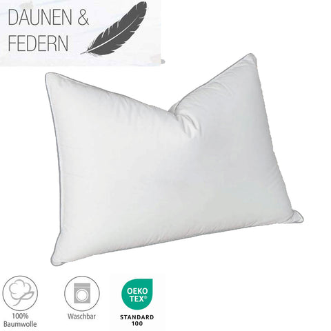 Kopfkissen Feder Daune 40x80cm Baumwolle Natur Hotel Pension – aboutyourhome