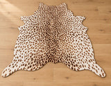 Leoparden Teppich Kunstfell Braun Weiß 160x185cm Fellimitat Pflegeleicht Felloptik