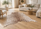 Leoparden Teppich Kunstfell Braun Weiß 160x185cm Fellimitat Pflegeleicht Felloptik
