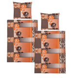 Hochwertige Fleece Bettwäsche Blumen Ornamente Orange Braun 135x200 80x80cm