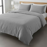 Mikrofaser Seersucker Bettwäsche Uni 135x200 80x80 hellgrau grau beige