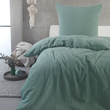 Hochwertige Musselin Bettwäsche Baumwolle 135x200 80x80cm Hellgrün