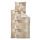 Hochwertige Fleece Bettwäsche Blumen Ornamente Beige 135x200 80x80cm