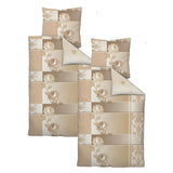 Hochwertige Fleece Bettwäsche Blumen Ornamente Beige 135x200 80x80cm