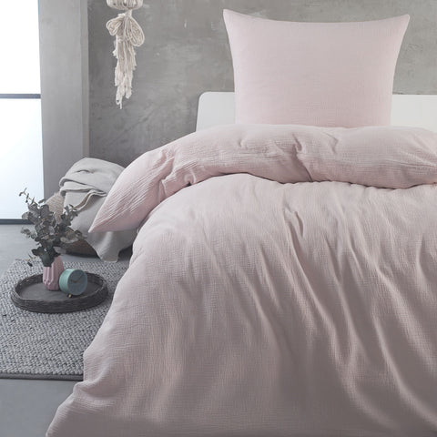 Hochwertige Musselin Bettwäsche Baumwolle 135x200 80x80cm Rosa
