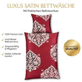Satin Bettwäsche Baumwolle Ornamente Rot 155x220 80x80cm