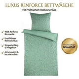Renforce Wendebettwäsche Baumwolle Blumen grün 135x200 80x80cm