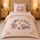 Hochwertige Fleece Bettwäsche Blumen Rosa  135x200 80x80cm