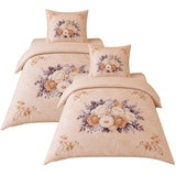 Hochwertige Fleece Bettwäsche Blumen Rosa  135x200 80x80cm