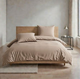Bettwäsche Baumwolle Chambray Uni Beige 135x200 80x80cm