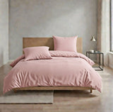 Bettwäsche Baumwolle Chambray Uni Rosa 135x200 80x80cm