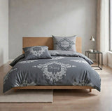 Renforce Bettwäsche Baumwolle King & Queen Grau 135x200 80x80cm