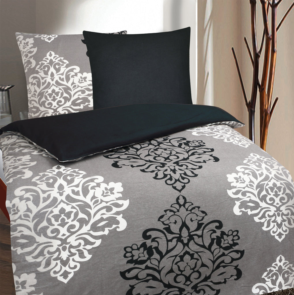 Hochwertige Biber Wendebettwäsche Baumwolle Ornamente 135x200 80x80 mi – aboutyourhome