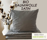 Bio Bettwäsche Baumwolle Satin 135x200 80x80 Set 2tlg. 4tlg. grau rosa mintgrün