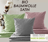 Bio Bettwäsche Baumwolle Satin 155x220 80x80 Set 2tlg. 4tlg. rosa grau mintgrün