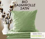 Bio Bettwäsche Baumwolle Satin 155x220 80x80 Set 2tlg. 4tlg. rosa grau mintgrün